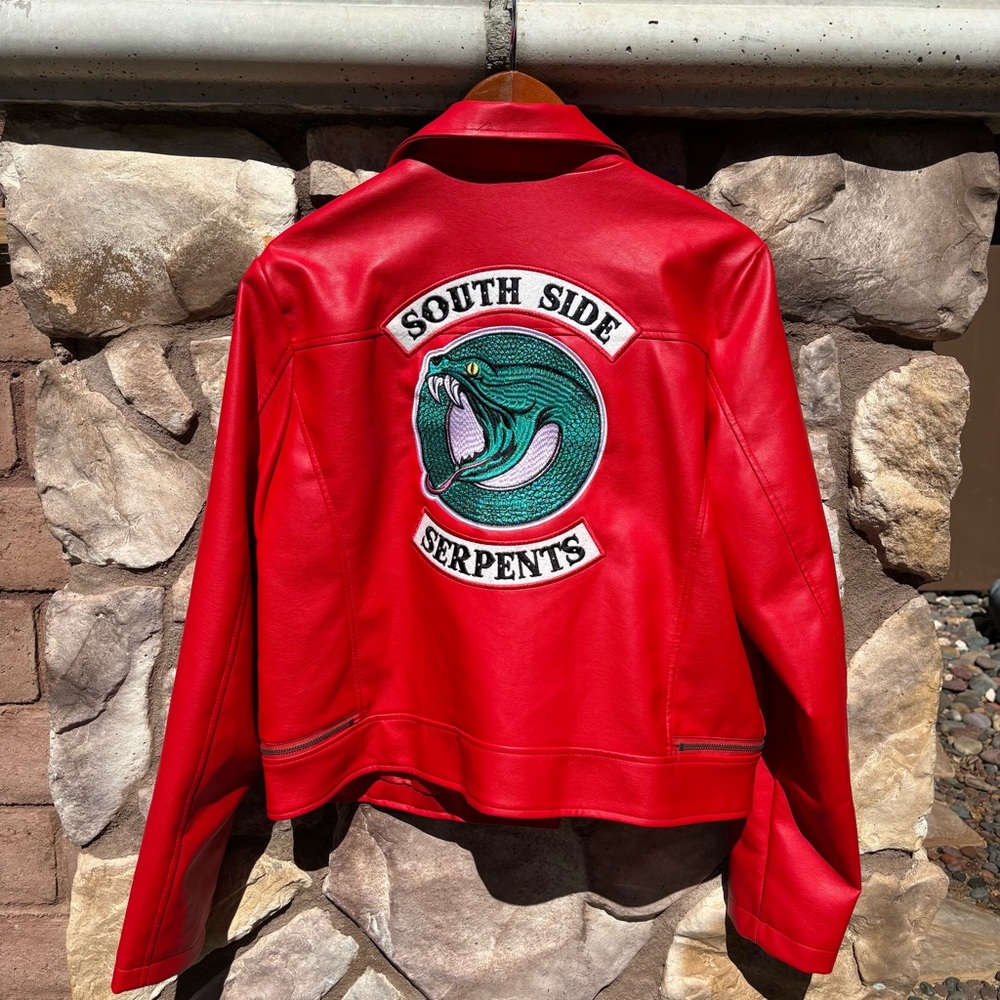 Riverdale Cheryl Blossom South Side Serpents Faux Leather Red Jacket Size 2X